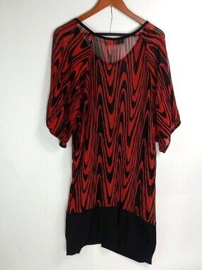 Gold Flava 32 Vintage Red Black Mesh Tunic Dress